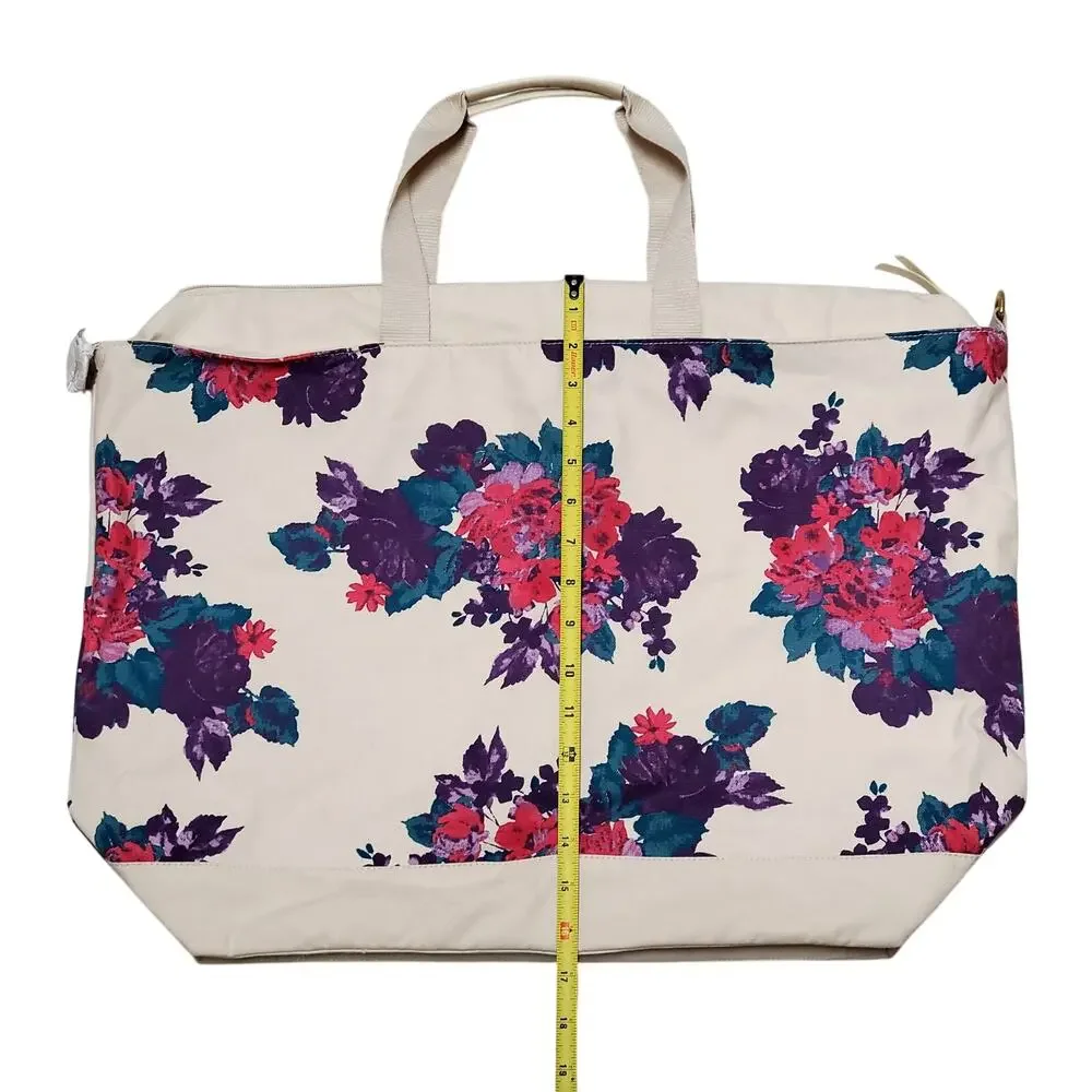 Soft Surrounding Large Purple Floral Canvas Bag Oversize Tote 22 x 16